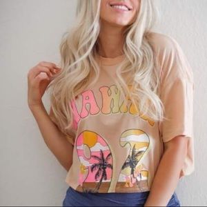 Short Sleeve Cropped Boxy T-Shirt - Peach Orange